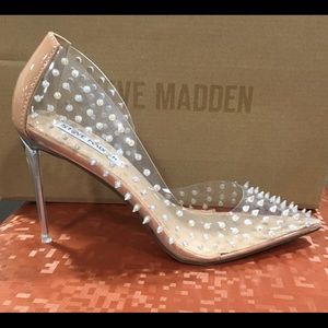 👠Steve Maddens Amazing 3” Stilleto Clear Studded 👠